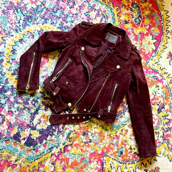 Blank NYC Suede Moto jacket in wine, size small - Picture 4 of 10